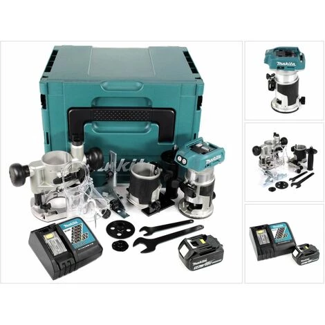 Makita DRT 50 RTJ X2 18 V Li-Ion Affleureuse Plaque De Plâtre Sans Fil Brushless Avec Boîtier Makpac + 1x Batterie BL 1850 5,0 Ah + Chargeur DC18RC + Module De Fraisage 3 Makita DRT 50 RTJ X2 18 V Li-Ion Affleureuse Plaque De Plâtre Sans Fil Brushless Avec Boîtier Makpac + 1x Batterie BL 1850 5,0 Ah + Chargeur DC18RC + Module De Fraisage
