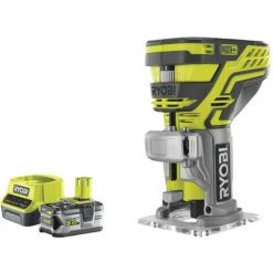 Pack RYOBI Affleureuse à Bois 18V R18TR-0 - 1 Batterie 18V OnePlus 5.0Ah - 1 Chargeur Rapide 2.0Ah RC18120-150