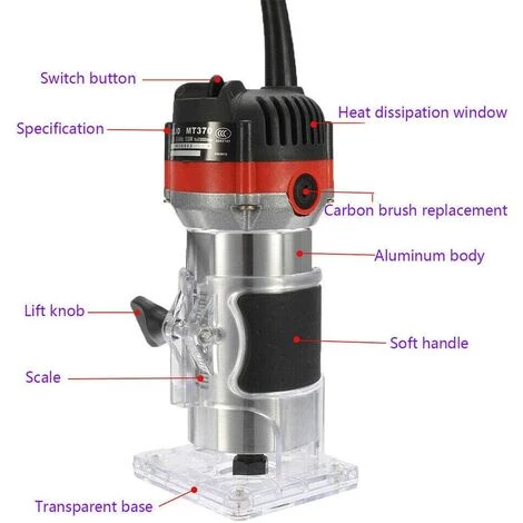 ETOILE Défonceuse électrique 1/4'' - Coupe-bois Stratifié - Coupe-bordures électrique - Fraise à Bois 800 W 30000R/M Pour CNC Trim Router Joiner 4 ETOILE Défonceuse électrique 1/4'' - Coupe-bois Stratifié - Coupe-bordures électrique - Fraise à Bois 800 W 30000R/M Pour CNC Trim Router Joiner – Image 2
