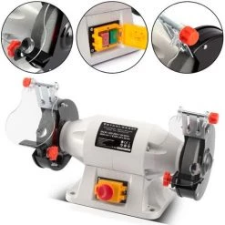 STAHLWERK BG-520 ST Ponceuse Double / Support De Ponçage De 520 Watts Et 2.950 Tr/min Pour Le Ponçage, Le Polissage Et L'ébavurage De Pièces En Métal, Bois, Acrylique Ou Plastique