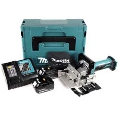 Makita DPJ 180 RTJ Fraiseuse à Rainurer Sans Fil, 18 V Li-Ion + 2x Batteries 5,0 Ah + Chargeur + Makpac -Défonceuse Soldes Boutique 51275821 3