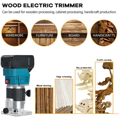 JMAX Défonceuse-affleureuse Sans Fil 850W Électrique à Bois Trimmer Router Avec 1x Batterie, 30000r/min, Φ 6.35mm 4 JMAX Défonceuse-affleureuse Sans Fil 850W Électrique à Bois Trimmer Router Avec 1x Batterie, 30000r/min, Φ 6.35mm – Image 2
