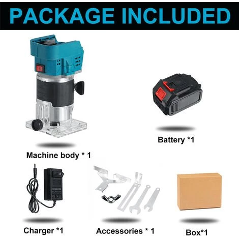 JMAX Défonceuse-affleureuse Sans Fil 850W Électrique à Bois Trimmer Router Avec 1x Batterie, 30000r/min, Φ 6.35mm 7 JMAX Défonceuse-affleureuse Sans Fil 850W Électrique à Bois Trimmer Router Avec 1x Batterie, 30000r/min, Φ 6.35mm – Image 5