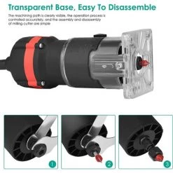 GRID COOL Affleureuse Défonceuse Diamètre 6,35 Mm 30000 TR/Min Défonceuse Affleureuse électrique Avec 15 Jeux De Fraises -Défonceuse Soldes Boutique 58347456 4