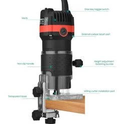GRID COOL Affleureuse Défonceuse Diamètre 6,35 Mm 30000 TR/Min Défonceuse Affleureuse électrique Avec 15 Jeux De Fraises -Défonceuse Soldes Boutique 58347456 5