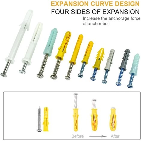 MEZHENG Kit De Vis Et Chevilles 200 Pièces | Grand Assortiment De Vis Chevilles Pour Montage, Réparation, Construction, Forage" 6 MEZHENG Kit De Vis Et Chevilles 200 Pièces | Grand Assortiment De Vis Chevilles Pour Montage, Réparation, Construction, Forage" – Image 4